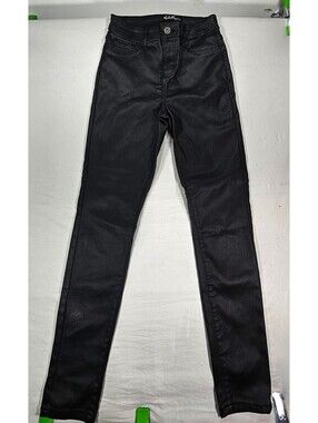 Thread & Others Womens 5/27 Black Coated Skinny Jeans High Rise Stretch. Y2K